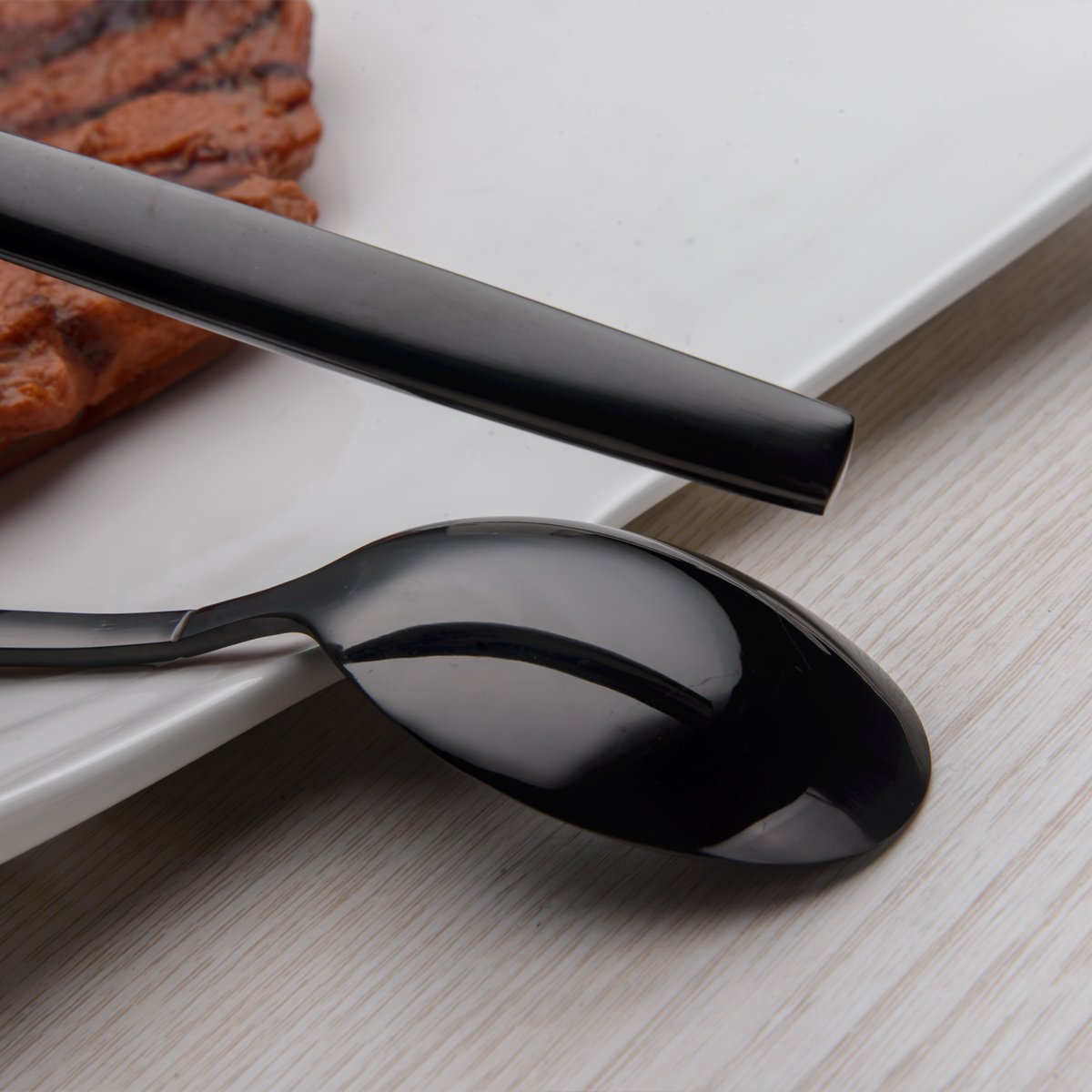 Berglander 20 Piece Titanium Black Plated Stainless Steel Flatware Set, 20 Pieces Black Silverware Set, Black Cutlery Set, Servi